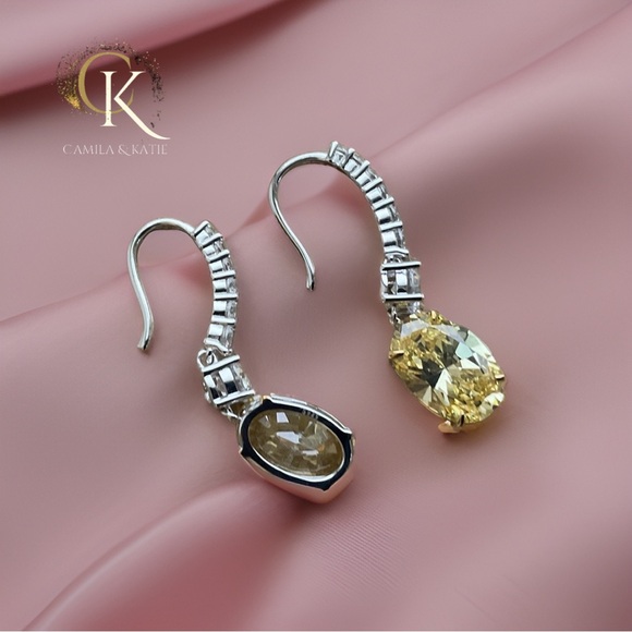 Fancy Yellow Lab Diamond Dangle Earrings - Picture 2 of 5